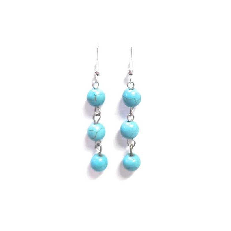 Howlite triple bead drop earrings