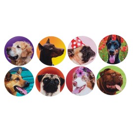 Unbranded Dog Stickers | 1.5" Round | 80 Pack | Pug, Lab, Doberman, Pitbull & More!