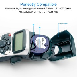 BOYEEZON 4-Pack Compatible with Dymo Letratag Plastic Silver 12 mm x 4 m 91228 Label Tape for Plastic Label Tape for Dymo LetraTag LT-200B, Black on Silver