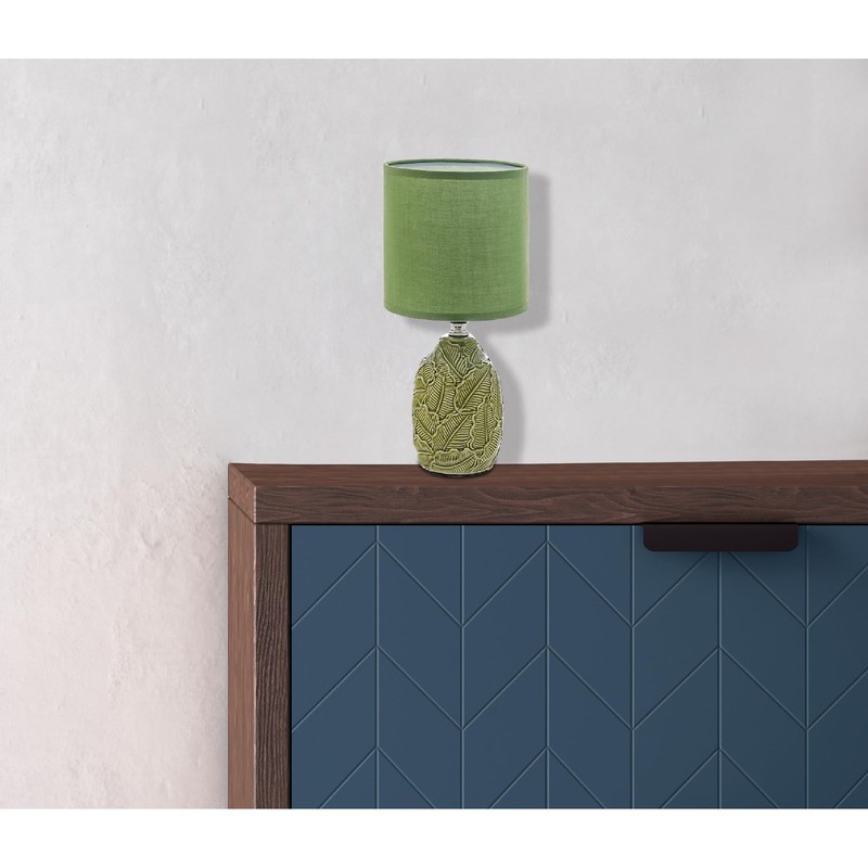 Ceramic Table Lamp with Shade Leaflet Green