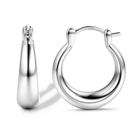 KRFY Silver Hoop Earrings for Women Chunky Earrings Hypoallergenic Sterling Silver Hoop Earrings Lightweight Silver Hoop Earrings with Sterling Silver Post for Women (Gold/Sliver/Rosegold)