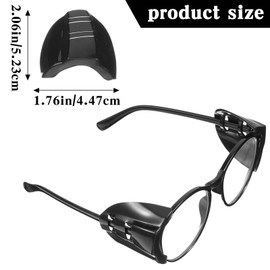 Gjinxi 2 Pairs Side Shields for Glasses, Flexible Safety Black Protective Eyewear Covers, Glasses Side Shields for Eyeglasses Fits Small to Large Eyeglasses