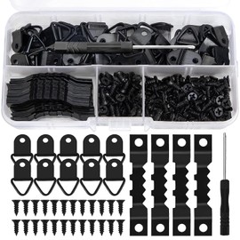 251pcs Picture Hanging Kit Sawtooth Picture Hangers D Ring Picture Hooks with Screws Set Wall Picture Frame Hooks Metal Picture Hanging Hangers for Home Office Picture Hanging - Black