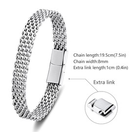 LUCKY2+7 Bracelets for Men-Stainless Steel Magnetic Clasp Franco Chain Mens Bracelet
