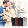 Brown PU Leather 8oz Grip Cap Pocket Flask + Funnel