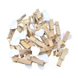 HAHIYO Heart Painted Mini Wooden Clothespin Clip Photo Paper Holders 1.38inch Tight Clamp Not Fray Rope Post Notices Handy Read for Hanging Postcard Wedding White 50PCS