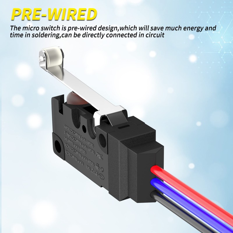 Joinfworld Waterproof Micro Limit Switch with Long Straight Hinge Lever