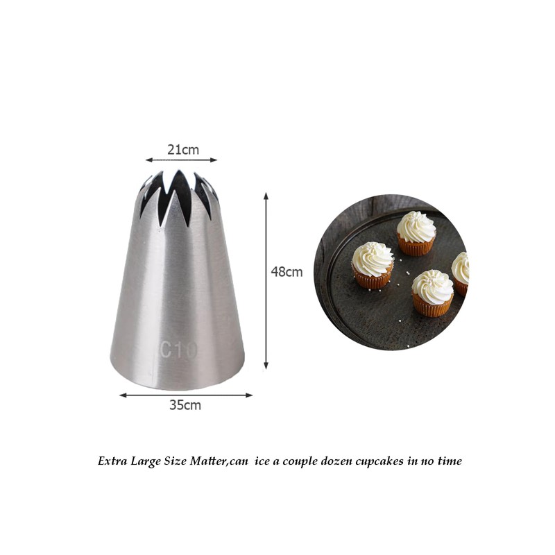Extra Large Piping Nozzles,Closed Star Decorating Nozzles for Shells,Fleur de