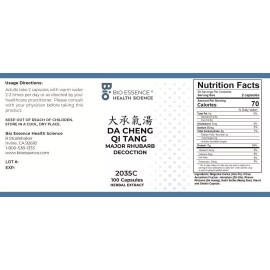 Bio Essence Health Sicence 2035C Da Cheng Qi Tang/Major Rhubarb 100Caps(2Bottl
