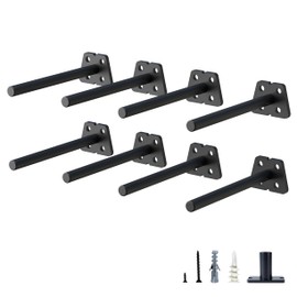 NEODROP 8-Pack 4 Inch Hidden Floating Shelf Bracket, Heavy Duty Blind Shelf Support Hardware | Invisible Wall Brackets for Kitchen, Fireplace Mantel Wood Shelves | Black Powder Coated Solid Steel