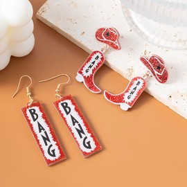 Cowboy Boots Earrings for Women Fans, Acrylic Bling 𝑩𝑨𝑵𝑮 𝑩𝑨𝑵𝑮 Earrings for Concert Merch Cowgirl Costume Decor(Concert merchandise)