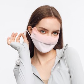 OhSunny UV Face Cover UPF 50+ Women Breathable Face Covering Protection Sunscreen Mask SLN3M072 (Orange&White)