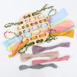 COTTOVE Wooden Lacing Toys Open Ended Busy Board with Play Silks Kid Weaving Board Handwork Preschool Loose Parts Montessori sensorial Materials 6-12 Montessori Practical Life