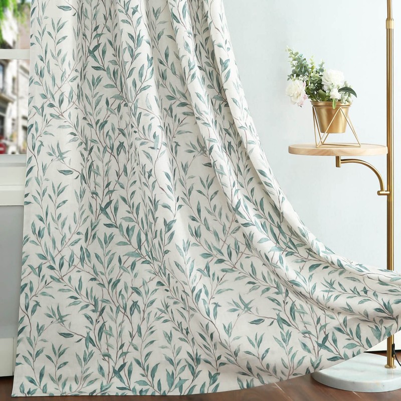 VOGOL Natural Grommet Curtains for Kitchen, 63 Inches Long Vivid