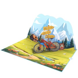 MOKIO® Pop Up Card - Bicycle - 3D Greeting Card Birthday Card or Bike Tour Voucher