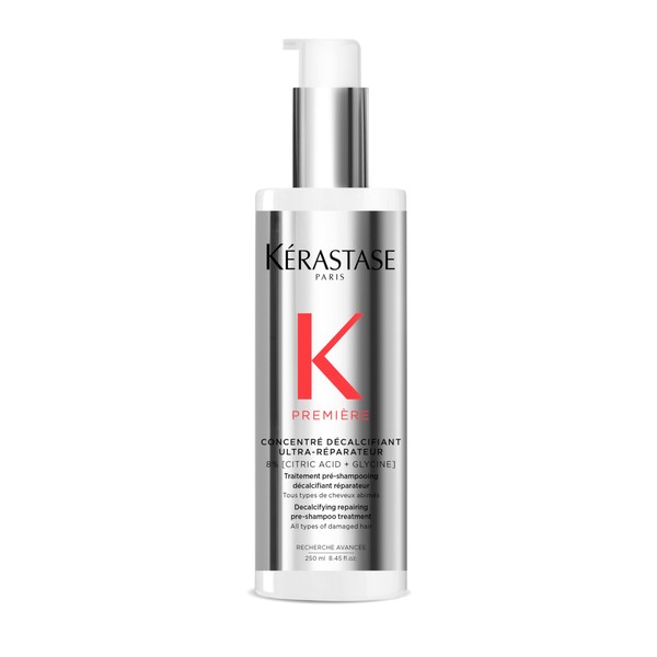 Kérastase Première, Repairing and Calcium-Reducing Pre Shampoo with Citric Acid and Glycine, Concentré Décalcifiant Ultra-Réparateur Hair Treatment, 250 ml