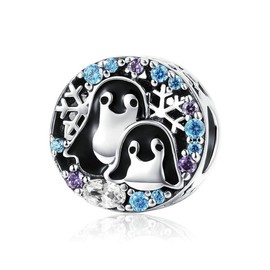 Penguin Family Winter Collection 925 Sterling Silver Penguin Family Beads Animal Charms Fit Charm Bracelets & Necklaces Jewellery
