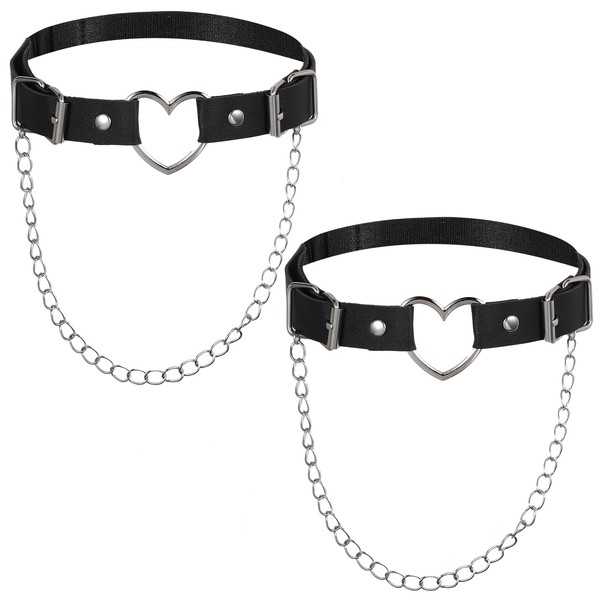 JJUNW 2 Pcs Thigh Garter, Black Thigh Harness Chain Thigh