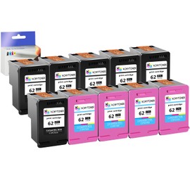 KCMYTONER 62XL Remanufactured Ink Cartridge Replacement for HP 62 XL Compatible with Envy 7640 5660 7645 5540 Officejet 200 250 Printer (6 Black, 4 Color)