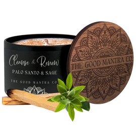 The Good Mantra Co. | Cleanse & Renew Smudge Candle | Palo Santo & Sage | Energy Cleansing | Positive Vibes