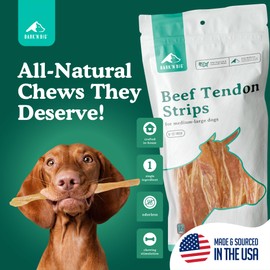 BARK'N BIG Beef Tendons for Dogs Made in USA - Single Ingredient Dog Treat - Premium All-Natural 100% USA Beef, High Protein, Low Fat, Tendon Chews for Dogs - 8-12 Inch, 12 Ct