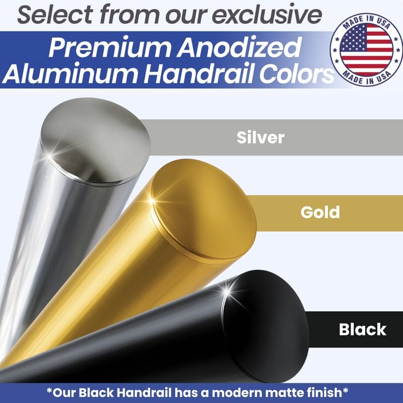4FT Aluminum Handrail Kit for Indoor/Outdoor Stairs – (2–18 FT