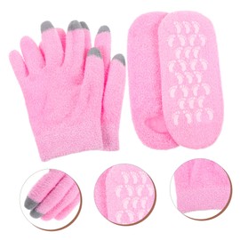 Healeved 1 Set Gloves and Foot Mask Set Mittens Women Gloves Moisturizing Gloves Moisturizing Hand Gloves Hand Gloves Moisturizing Overnight Sock Fabric Pink Lotion Miss