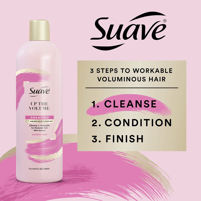 Suave Pink Up The Volume Shampoo For Volumized Hair Volumizing