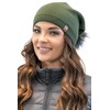 VIVISENCE Women's Hat with Large Bobble in Classic Style, Extended