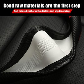 Osilly Car Steering Wheel Cover, Anti-Slip Carbon Fiber Vehicle Steer Wheel Protector, Breathable Leather Auto Steer Wheel Protection Guard, Universal for SUV, Sedan, Truck (Black/Orange)