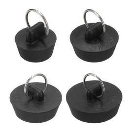 sourcing map 4Pcs Drain Stoppers, 4 Sizes Rubber Bathtub Stopper Sink Plugs Caps with Hanging Ring for Bathtub Kitchen Bathroom (Black - 7/8, 1-1/8, 1-3/8, 1-5/8")