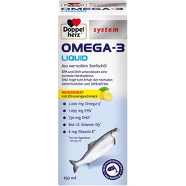 Doppelherz System Omega-3 Liquid - Heart Function + Immune System - Vitamin D as a Contribution to the Normal Function of the Immune System - 150 ml Liquid