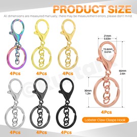 Rustark 28Pcs 7 Colors Lobster Claw Clasp Keychain Set Swivel Snap Hooks with Key Chain Rings Swivel Trigger Clips with Flat Split Ring Keychain Making Kit for DIY Craft Jewelry Making