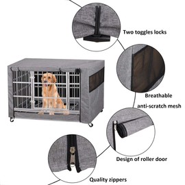 chengsan Dog Crate Cover for XL Dog Crate,Durable Windproof Pet Kennel Cover Provided for Wire Dog Crate Frosted Cloth Indoor Outdoor Protection,Dog Cage Cover Fit Most Dog Cage(Cover Only)