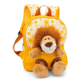 NICI Children's Backpack Yellow 2 in 1 with Cuddly Toy Lion 25 cm - Nursery Backpack Girls & Boys - Soft Back Area & Adjustable Straps - 49850
