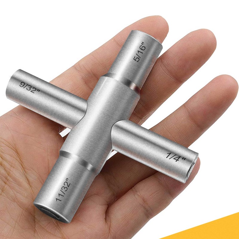 Hanpex 4-Way Sillcock Key Wrench, 1/4", 9/32", 5/16", 11/32", Fits