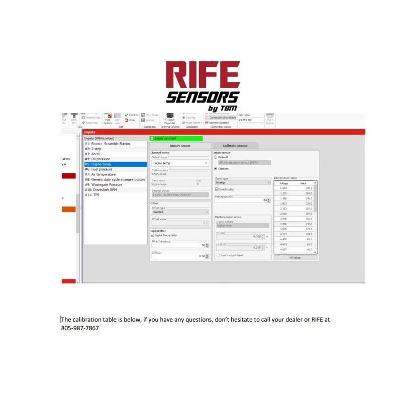 Rife Liquid Temp Sensor 1/4" NPT DTM Connector (Coolant, Water