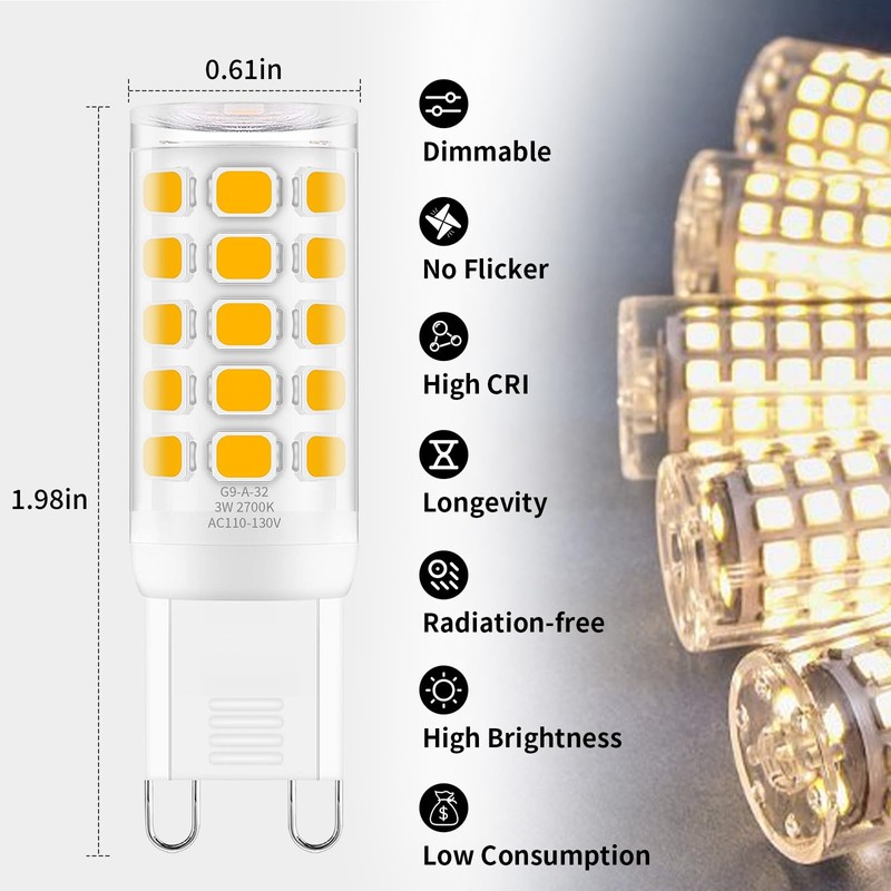 Ocixhbe G9 LED Bulb Dimmable 3W, T4 G9 4W Replacement