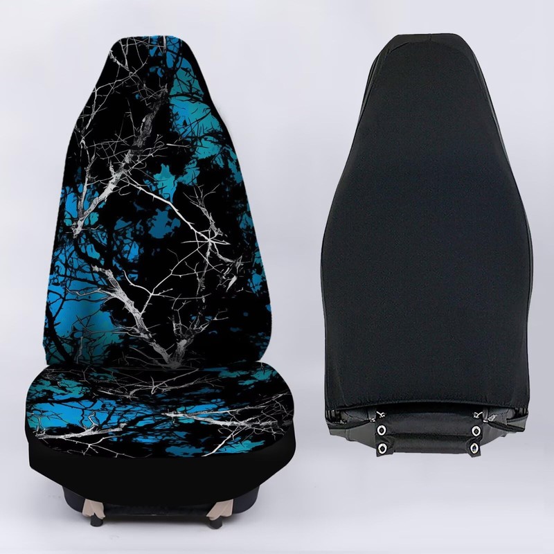 Jodoolang Blue Camoflage Tree Car Seat Covers, Universal Breathable Washable
