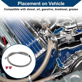 Hihaha AN-8 Fuel Line Kit 4ft Vacuum Hose Automotive Fuel Hose with Clamps 1 Set