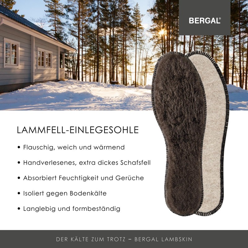 Bergal Bergal Lammfell Comfort Insole, Brown (Braun), 10.5 UK