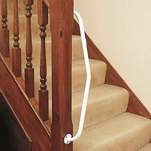 Homecraft Steel Newel Rail, Epoxy Coated Steel Grab Rail, Safety Support Rail, Turns 90°, Ideal for Stair Posts, Comfortable and Easy Grip, Right Hand Side (Eligible for VAT Relief in the UK)