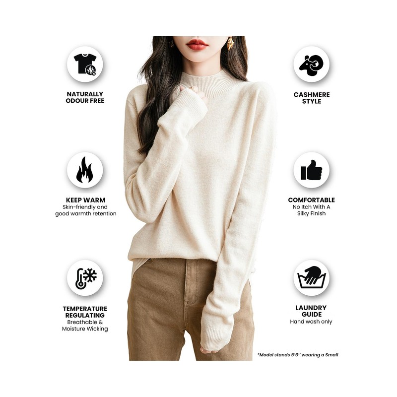 Chanyarn Women's Cashmere Long Sleeve Sweater Mockneck 2025 Fall Winter