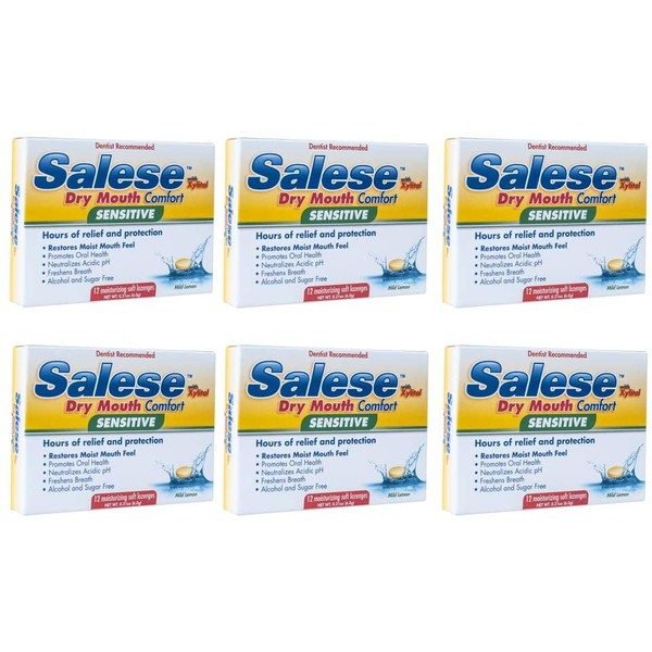 Salese Sensitive (Mild Lemon) with Xylitol for Dry Mouth Relief - 6 Pack