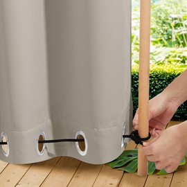 NICETOWN 2 Panels Fixed Outdoor Curtains for Patio Waterproof, Top & Bottom Grommet & Back Tab Windproof Drapes Thermal Insulated Blackout Outdoor Blinds for Porch/Gazebo, W52 x L84, Natural