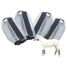 Fly Boots for Horses, Reduce Stomping/Hoof Damage, Breathable Fine Mesh Universal Size Horse Fly Leggings (Set of 4) Grey