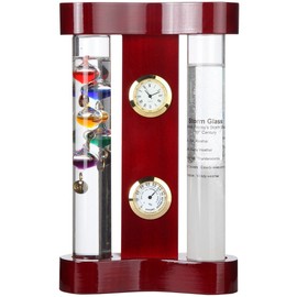 Lily's Home Analog Weather Station with Galileo Thermometer, Precision Quartz Clock & Hygrometer, Fitzroy Storm Glass, Gift for Friends and Family, Holiday Gift, Indoor & Outdoor Décor (7” x 4.4”)