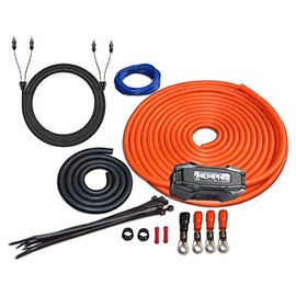 Memphis Audio 4GKIT 4-Gauge Amp Install Kit with ANL Fuse Holder with One 200A Fuse, and A Pair of ETP-17 17-Foot RCAs