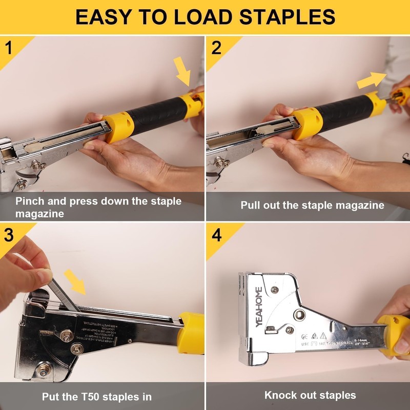 YEAHOME Heavy Duty Hammer Tacker with 6000 T50 Staples of