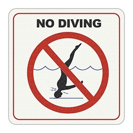 NO DIVING with International Symbol - Adhesive Pool Depth Marker - 6 Inch x 6 Inch